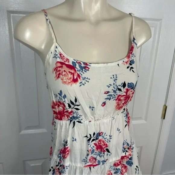 COTTON ON dress FLORAL off white MINI DRESS pink blue open back casual FLIRTY XS - Picture 4 of 7